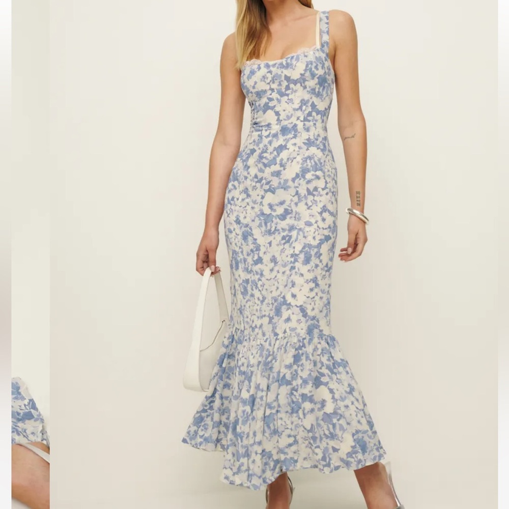 Floral Blue and White Maxi Dress - Reformation - Size 0 - Never Worn, NWT